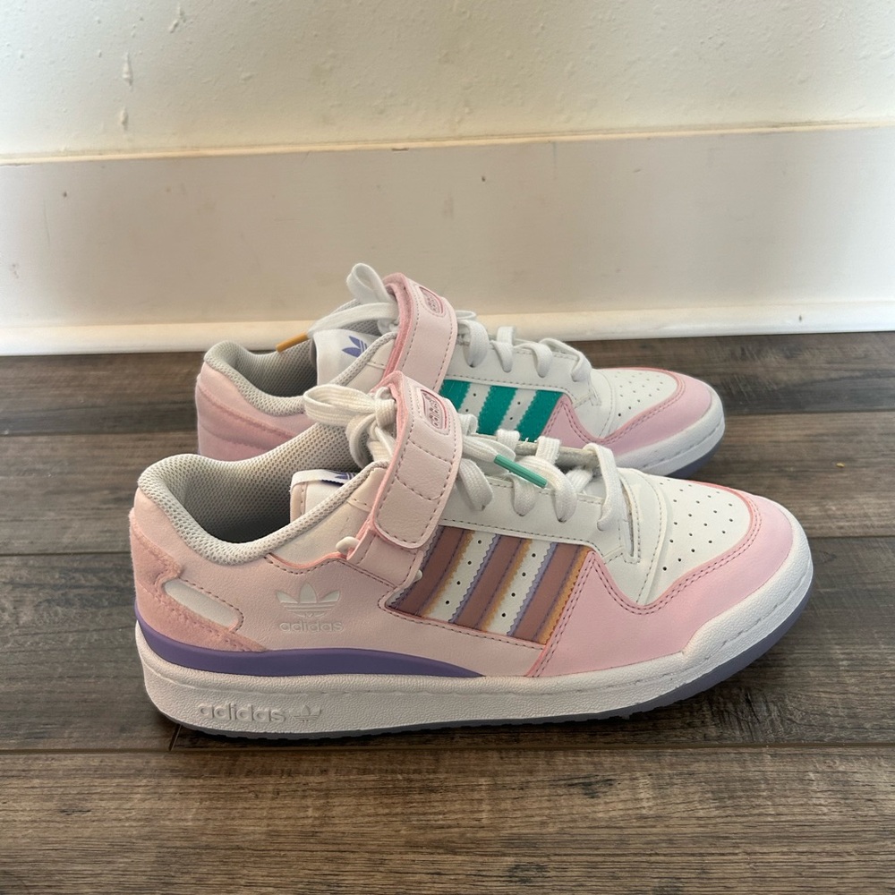adidas Forum Low Pastel " White/Pulse Amber/Semi Mint Rush" Grade School Girls'